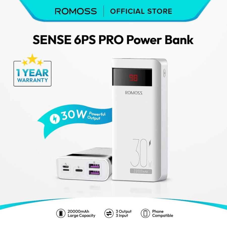 ROMOSS Sense6PS Pro 30W Power Bank – 20000mAh